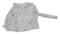 Nové - 2set - Bílo-modrá květovaná halenka + čelenka Primark