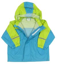 Modro-zelená nepromokavá bunda s kapucí 