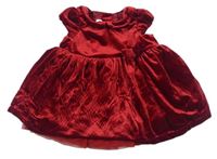 Červené sametové šaty s mašličkou zn. H&M