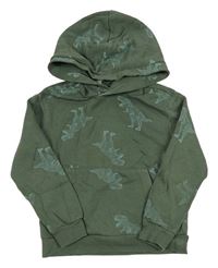 Zelenošedá mikina s dinosaury a kapucí H&M