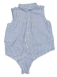 Světlemodro-bílá proužkovaná crop halenka s uzlem H&M