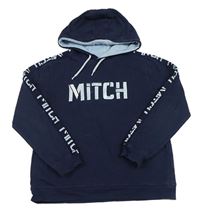 Tmavomodrá mikina s nápisem a kapucí Mitch