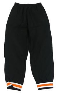 Černé šusťákové cuff kalhoty s proužky Shein