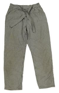 Černo-bílé vzorované kalhoty s páskem H&M