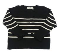 Černý žebrovaný svetr s proužky H&M