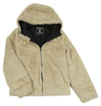 Béžová kožešinová zateplená bunda s kapucí C&A