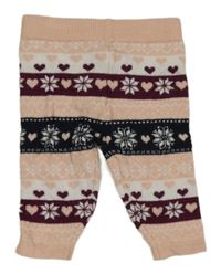 Růžovo-černo-vínové vzorované kamaše zn. Primark 