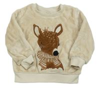 Béžová chlupatá mikina se srnkou C&A