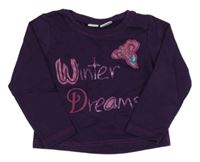 Lilková mikina s nápisem a kytičkami Bob de Bear