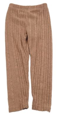 Světlerůžovo-šedé melírované žebrované kalhoty