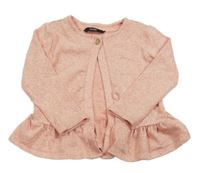 Růžový melírovaný svetrový cardigán s volánkem George 