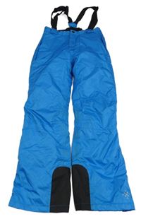 Modré šusťákové funkční oteplovačky s odepínacími kšandami Crivit 