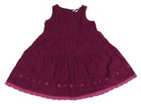 Vínové manšestrové šaty s kytičkami H&M