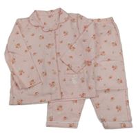 Světlerůžové flanelové pyžamo s kytičkami Nutmeg