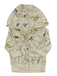 Smetanová propínací mikina s dinosaury a kapucí George