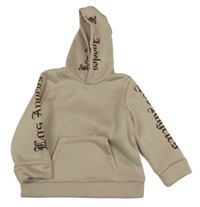 Béžová mikina s nápisy a kapucí 