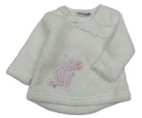 Bílá huňatá mikina s ježkem a volánky Ergee