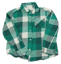 Zeleno-bílá kostkovaná flanelová košile H&M