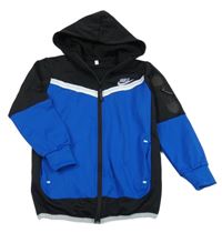 Safírovo-černá sportovní propínací mikina kapucí a logem Nike 