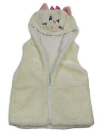 Smetanová kožešinová podšitá veta s kapucí - kočka 