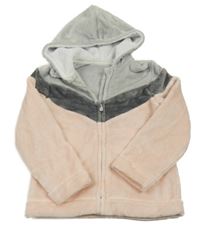 Světlerůžovo-šedá chlupatá bunda s kapucí George 