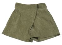 Béžové manšestrové sukňové kraťasy Shein