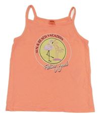 Neonově růžový crop top s plameňákem a nápisem Y.F.K. 