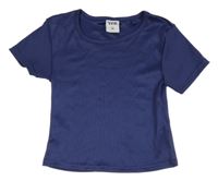 Tmavomodré žebrované crop tričk Y.F.K.