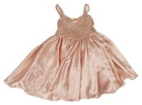 Nové - Světlerůžové saténové šaty s perlami Bonday