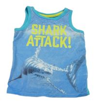 Modro-tyrkysové tílko se žralokem a nápisem Dopodopo
