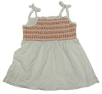 Bílo-korálová žabičková peplum tunika C&A