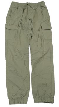 Khaki plátěné cargo cuff kalhoty Denim Co.