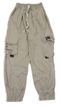 Béžové plátěné cargo cuff kalhoty
