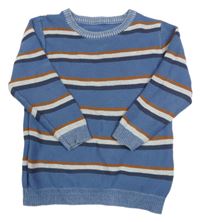Modrý žebrovaný svetr s proužky George 