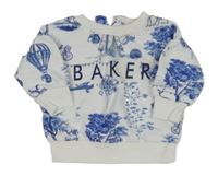 Bílo-modrá oversize mikina se stromy a logem Ted Baker