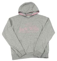 Šedá melírovaná mikina s logem a kapsou a kapucí Jack Wills