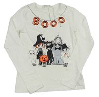 Bílé triko s halloweenskými dívkami H&M