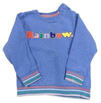Modrá melírovaná mikina s nápisem - Rainbow a pruhy Boden