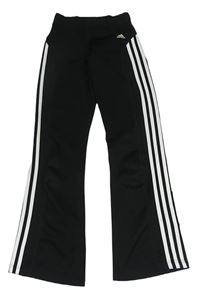 Černé funkční sportovní flare kalhoty Adidas