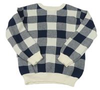 Tmavomodro-bílý kostkovaný svetr PRIMARK