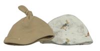 2x - Čepice - Béžová PRIMARK, bílá s králíčky - Peter Rabbit morrisons 