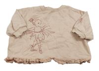 Pudrová oversize mikina s baletkou a volánkem Next