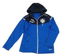 Safírovo-tmavomodrá thermo propínací fotbalová mikina se znakem a kapucí JAKO