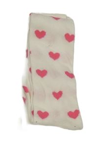 Nové - smetanové punčocháče s růžovými srdíčky