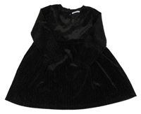 Černo-stříbrné pruhované sametové šaty RESERVED