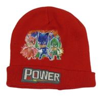 Červená pletená čepice s PJ MASKS