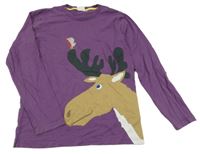 Purpurové triko s losem a ptáčkem mini Boden