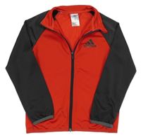 Červeno-tmavošedá propínací sportovní mikina Adidas