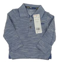 Nové - modro-bílá melírovaná mikina s kapsou a límečkem F&F