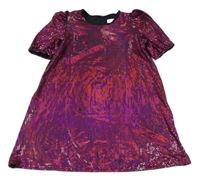 Černo-tmavorůžové flitrové šaty F&F